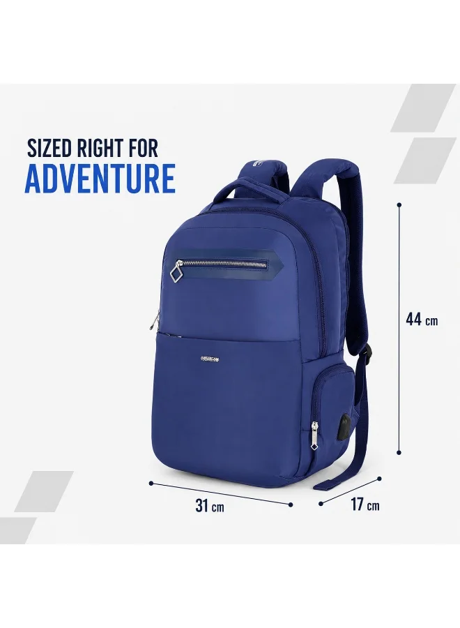 American Tourister Blue jit 15.6" laptop backpack 25l capacity, polyester, blue|lightweight|ergo back & shoulder|bottle holder|smart sleeve|usb port|rain cover - 1 year international warranty  | Best Price UAE