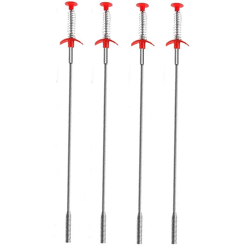 Kaxich Drain Clog Remover 4pcs Stainless Steel Hair Catcher Clog Remover 236 Inch Spring Pipe Dredging Cleaning Tools Drain Relief Sewer Hair Cleaner for Kitchen Sink Bathroom Tub Toilet - Image 3