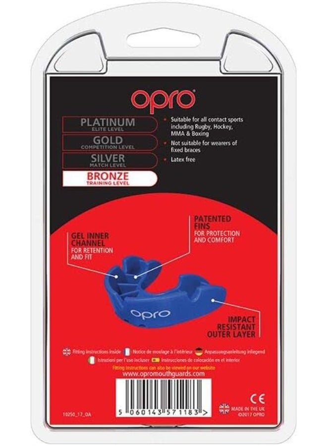 OPRO Self-fit Junior Bronze Mouthguard - Training level mouthguard with durable outer layer, Blue - Image 5