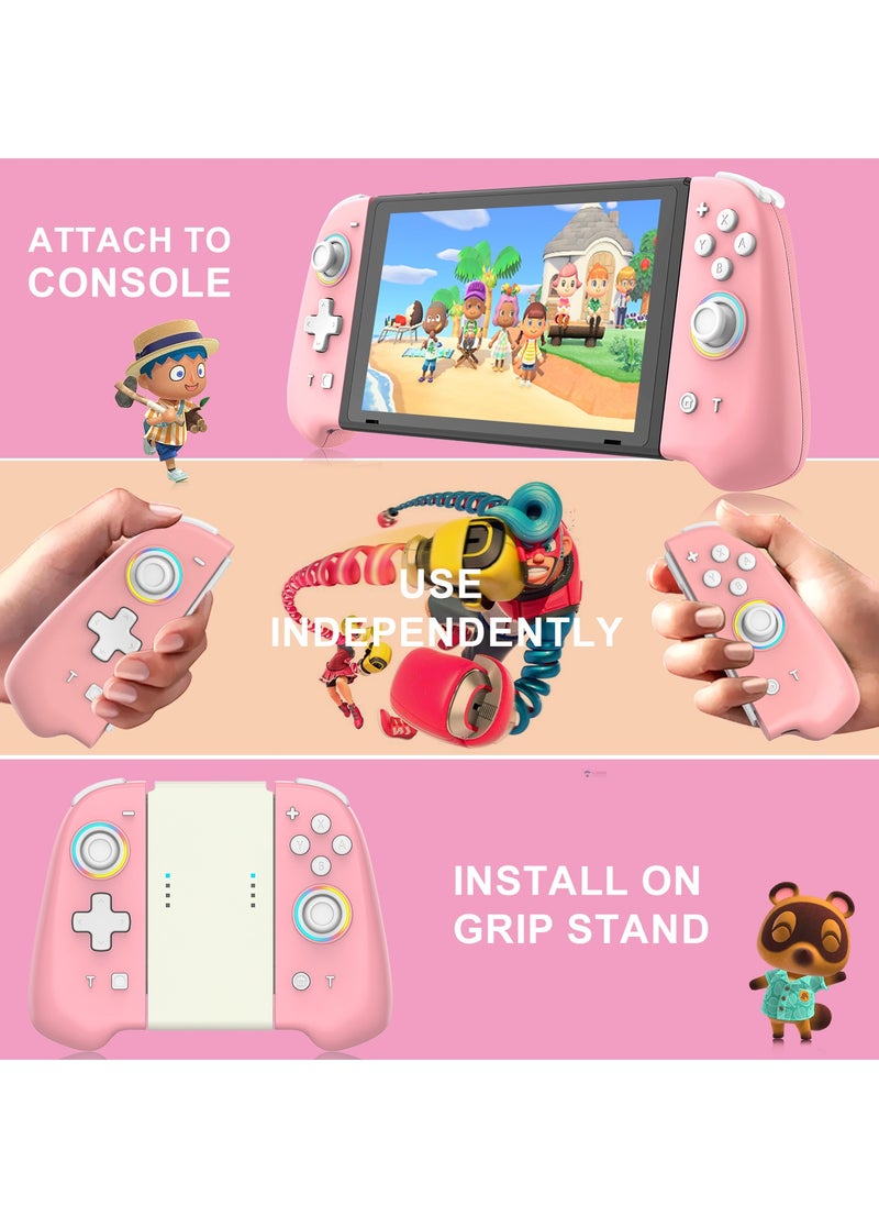 Joypad - Joypad Controller, Joypad Support 3 different light modes，Wake-up Function,Ergonomic hand-fit design,Bluetooth Wireless Joy Con Controller with Dual Vibration and Gyroscope axis Pink - Image 1