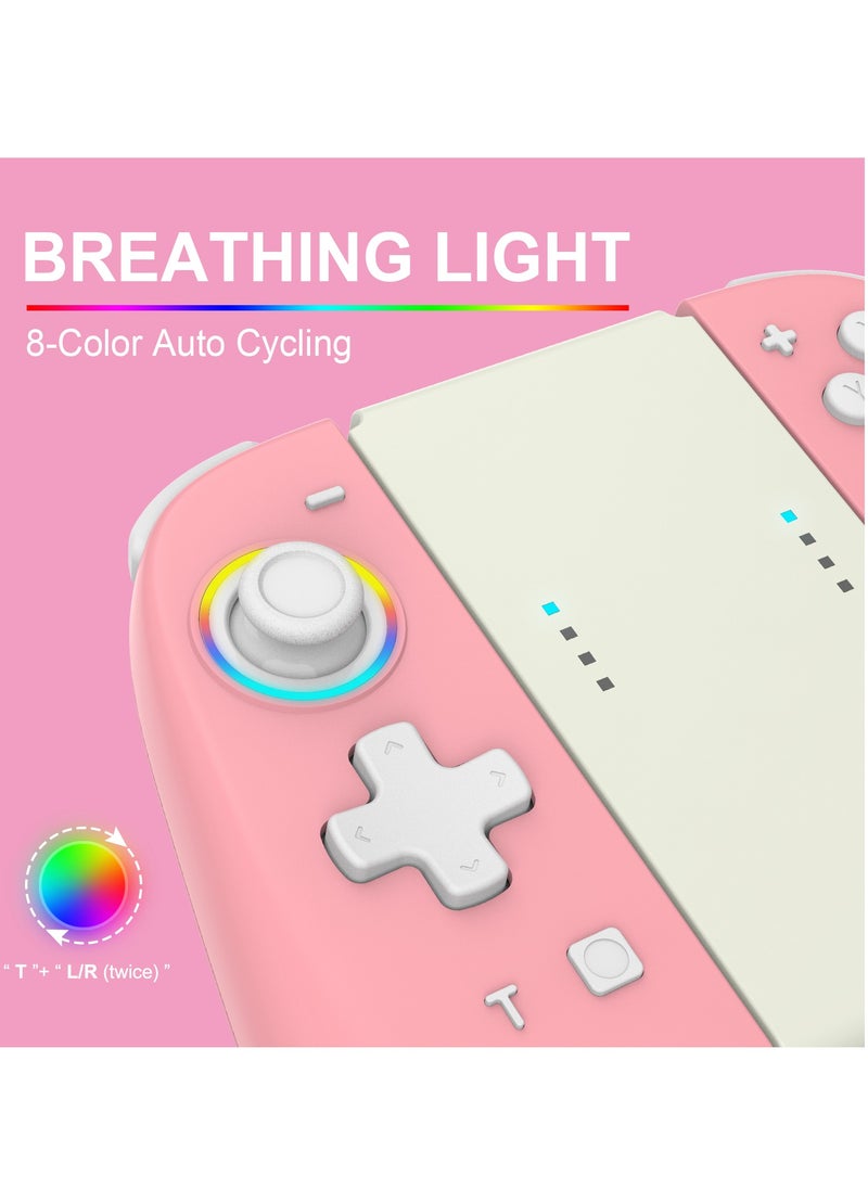 Joypad - Joypad Controller, Joypad Support 3 different light modes，Wake-up Function,Ergonomic hand-fit design,Bluetooth Wireless Joy Con Controller with Dual Vibration and Gyroscope axis Pink - Image 1