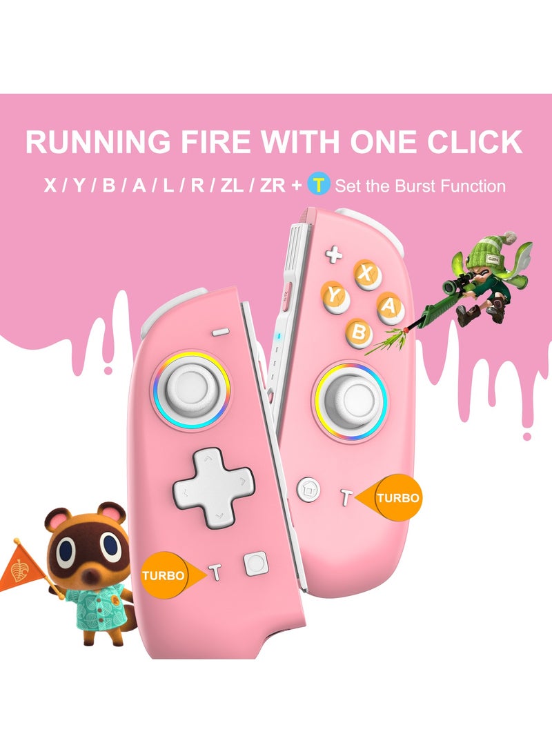 Joypad - Joypad Controller, Joypad Support 3 different light modes，Wake-up Function,Ergonomic hand-fit design,Bluetooth Wireless Joy Con Controller with Dual Vibration and Gyroscope axis Pink - Image 1