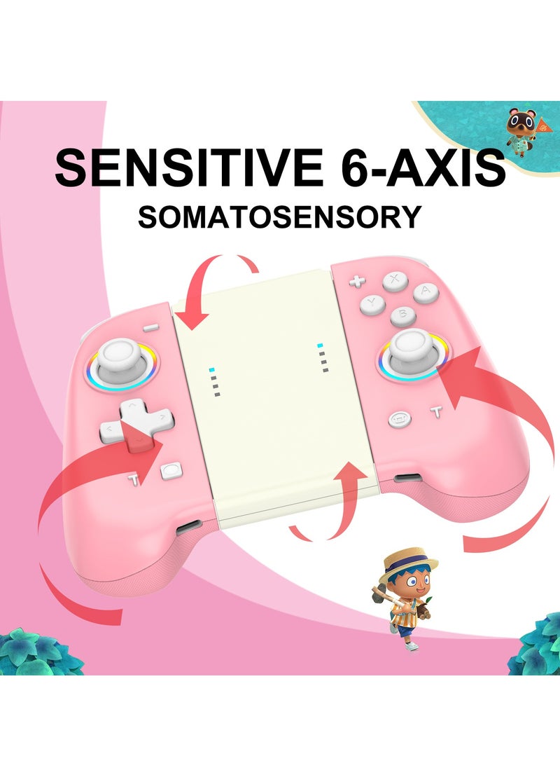 Joypad - Joypad Controller, Joypad Support 3 different light modes，Wake-up Function,Ergonomic hand-fit design,Bluetooth Wireless Joy Con Controller with Dual Vibration and Gyroscope axis Pink - Image 1