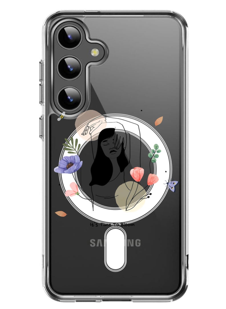 Theodor Magnetic Case for Samsung Galaxy S24 Plus 6.7-inch Compatible with MagSafe Wireless Charging, Shockproof Phone Bumper Cover Bloom2 - Image 1