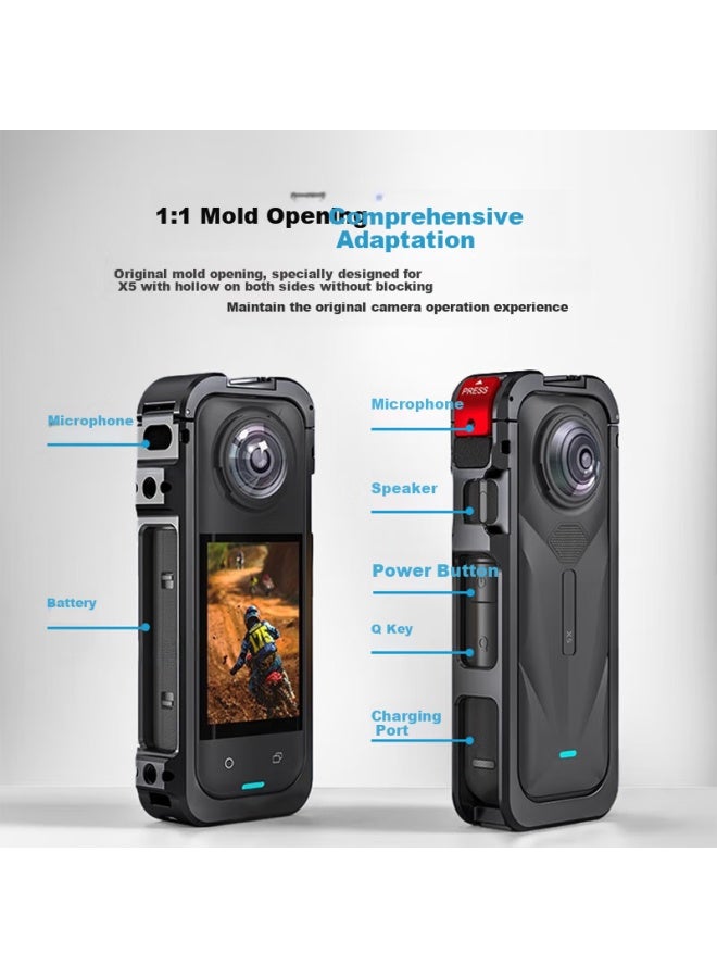 Youfes Metal Protective Cage For Insta360 X5 Action Camera With Rabbit Cage, Microphone, Fill Light, Photography Accessories, Lens Silicone Protective Cover, Multi-function Expansion Frame - Image 2