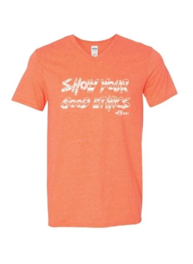 Men's Softstyle V-Neck Graphic T-Shirt - Semi-Fitted Ring-Spun Cotton Blend - Show Your Good Ethics Print