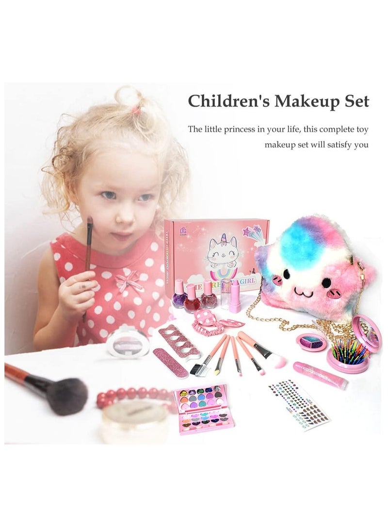 Washable Makeup Set for Little Girls with Cosmetic Bag for Kids Age 2 3 4 5 6 7 8 9 10 11 12 Years Old by Goolsky - Image 1