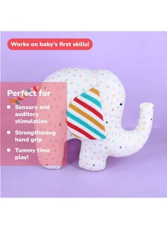 Shumee Ele & Ball Rattle (0+ Years) | Multicolor | Organic Cotton Plush | Non Toxic | Sensory Toys | Soft Toy | Enhances Curiosity And Imagination  - Image 4