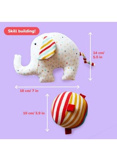Shumee Ele & Ball Rattle (0+ Years) | Multicolor | Organic Cotton Plush | Non Toxic | Sensory Toys | Soft Toy | Enhances Curiosity And Imagination  - Image 5