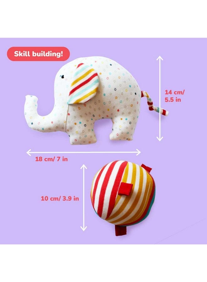 Shumee Ele & Ball Rattle (0+ Years) | Multicolor | Organic Cotton Plush | Non Toxic | Sensory Toys | Soft Toy | Enhances Curiosity And Imagination - Image 5