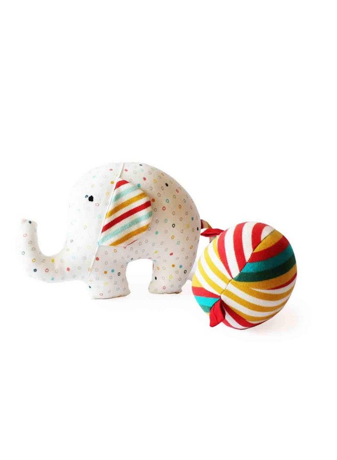 Shumee Ele & Ball Rattle (0+ Years) | Multicolor | Organic Cotton Plush | Non Toxic | Sensory Toys | Soft Toy | Enhances Curiosity And Imagination - Image 1