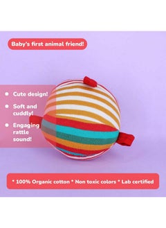 Shumee Ele & Ball Rattle (0+ Years) | Multicolor | Organic Cotton Plush | Non Toxic | Sensory Toys | Soft Toy | Enhances Curiosity And Imagination  - Image 2
