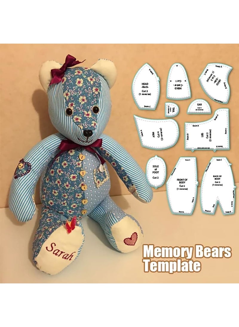 SOLARAE Memory Bear Template Ruler Set with Instructions, Suitable for beginners, easy way to learn how to make a handicraft, for Drawing and Sewing Bear, Only template - Image 2