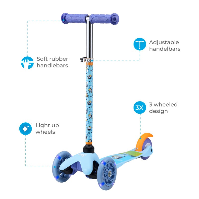 VOYAGER Bluey Self Balancing Kick Scooter with Light Up Wheels, Extra Wide Deck, 3 Wheel Platform, Foot Activated Brake, 75 lbs Limit, Kids & Toddlers Girls or Boys, for Ages 3 and Up - Image 2