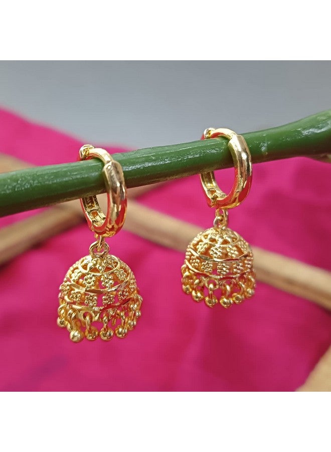 Efulgenz Gold Tone Jhumka Jhumki Hoop Earrings Indian Earrings For Women Traditional Bollywood Jhumka Jhumki Dangle Earrings Set For Women Indian Jewelry For Women Earrings - Image 2