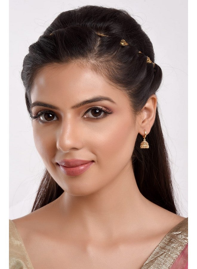 Efulgenz Gold Tone Jhumka Jhumki Hoop Earrings Indian Earrings For Women Traditional Bollywood Jhumka Jhumki Dangle Earrings Set For Women Indian Jewelry For Women Earrings - Image 4