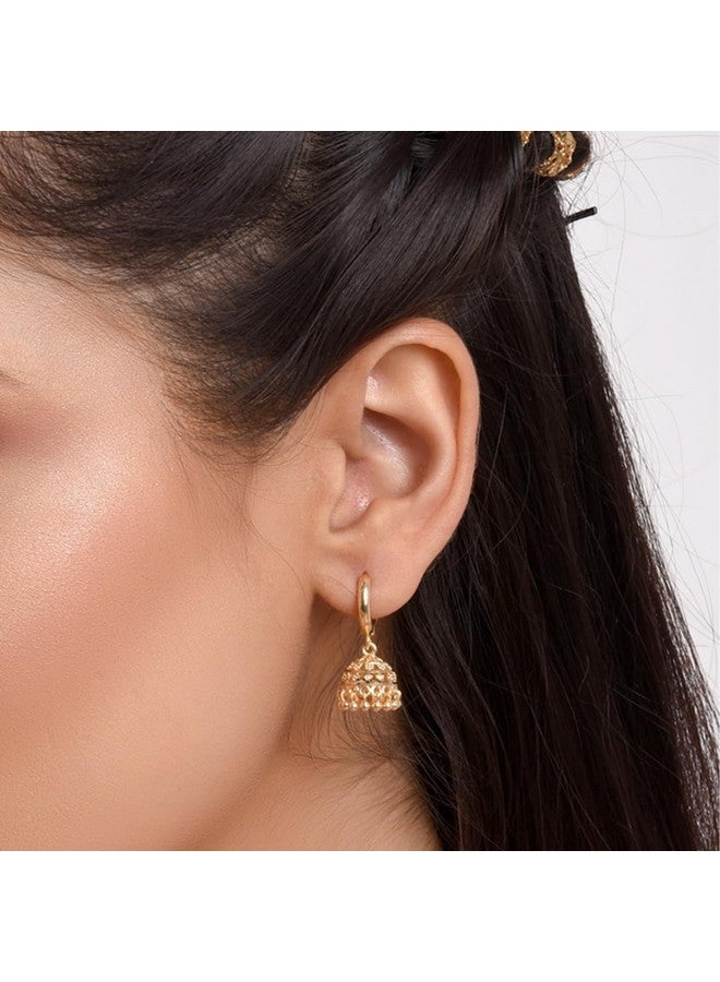 Efulgenz Gold Tone Jhumka Jhumki Hoop Earrings Indian Earrings For Women Traditional Bollywood Jhumka Jhumki Dangle Earrings Set For Women Indian Jewelry For Women Earrings - Image 3