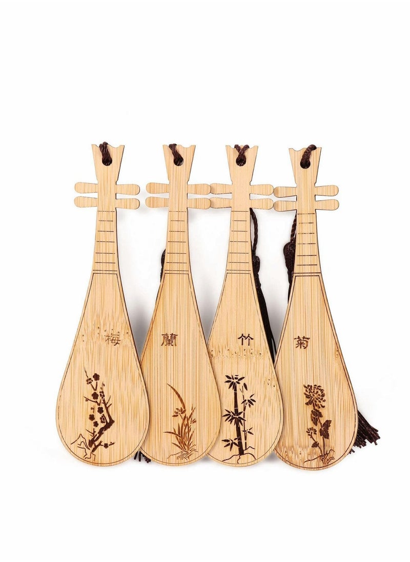 Y&D Bookmark Natural Bamboo Handmade with Beautiful Tassels,Vintage Style is A Unique Gift for Teachers, Students, Men and Women - 4Pcs  - Image 1
