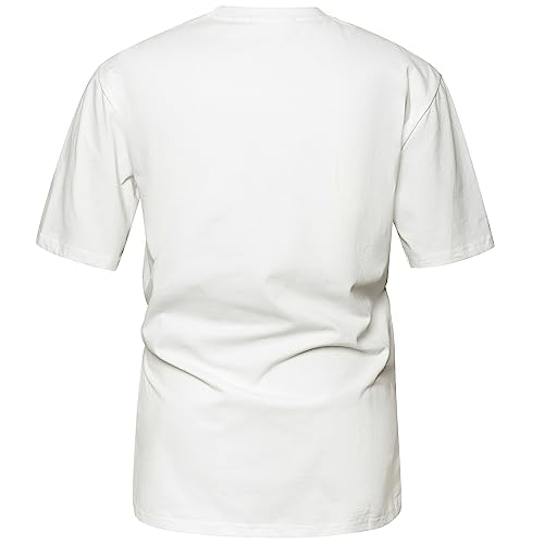VEIISAR Men's Heavy Weight Crew Neck T-Shirt Mens Premium Cotton Tee White S - Image 2