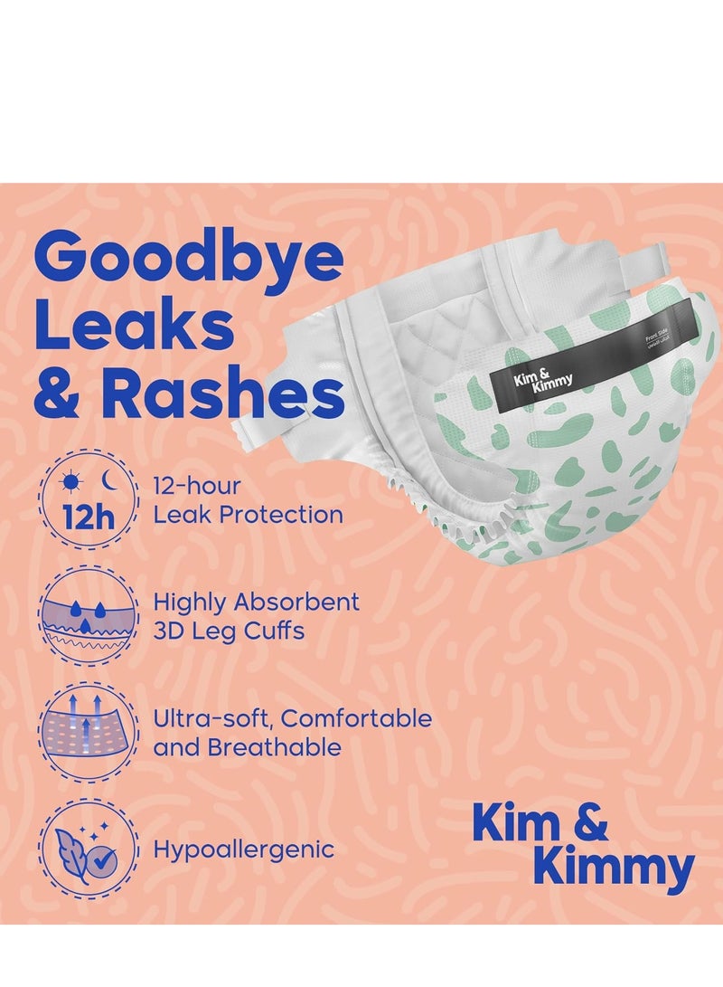 Kim & Kimmy Eco Diapers, Size 2, 4-8 kg, 72 Diapers - 12 Hour Leak Protection, No Rashes, Hypoallergenic, Ultra-Soft & Highly Absorbent - Cruelty Free & Vegan - Image 2