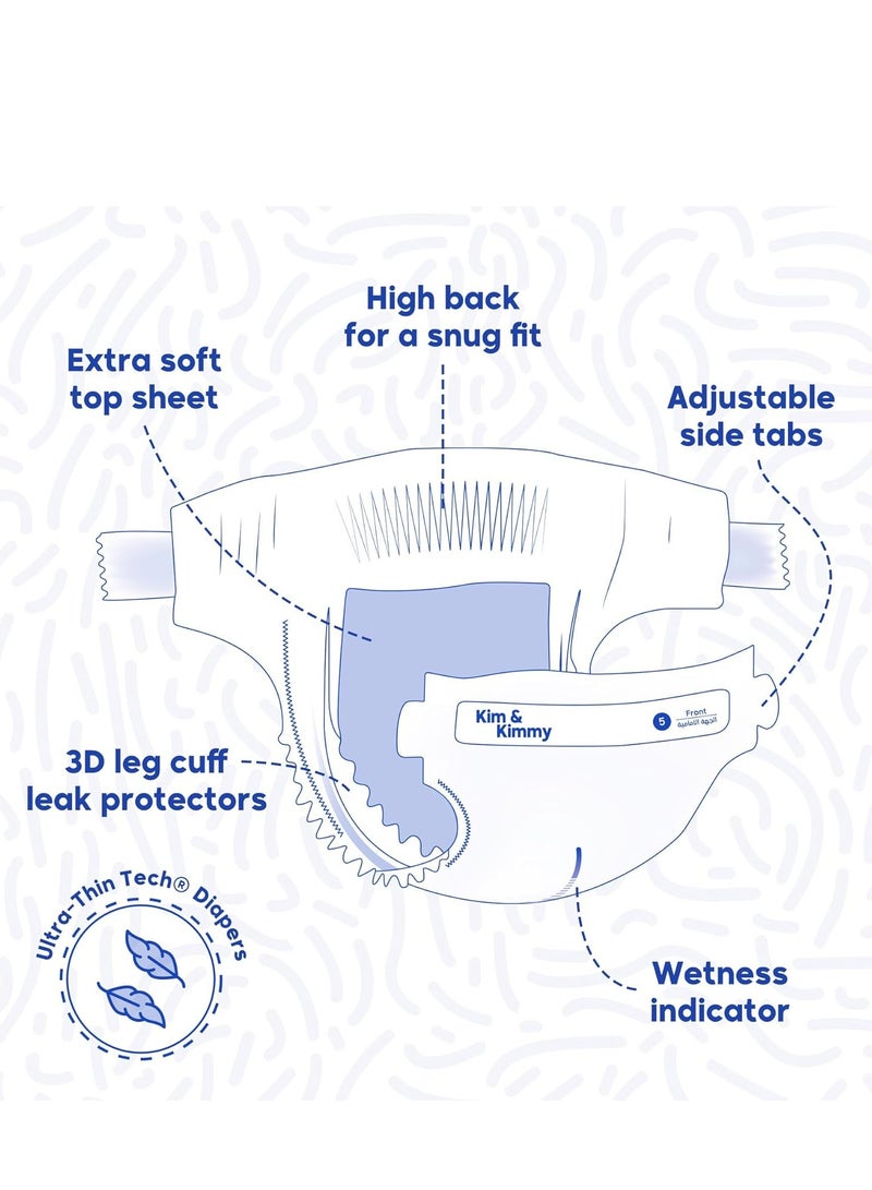 Kim & Kimmy Eco Diapers, Size 2, 4-8 kg, 72 Diapers - 12 Hour Leak Protection, No Rashes, Hypoallergenic, Ultra-Soft & Highly Absorbent - Cruelty Free & Vegan - Image 4