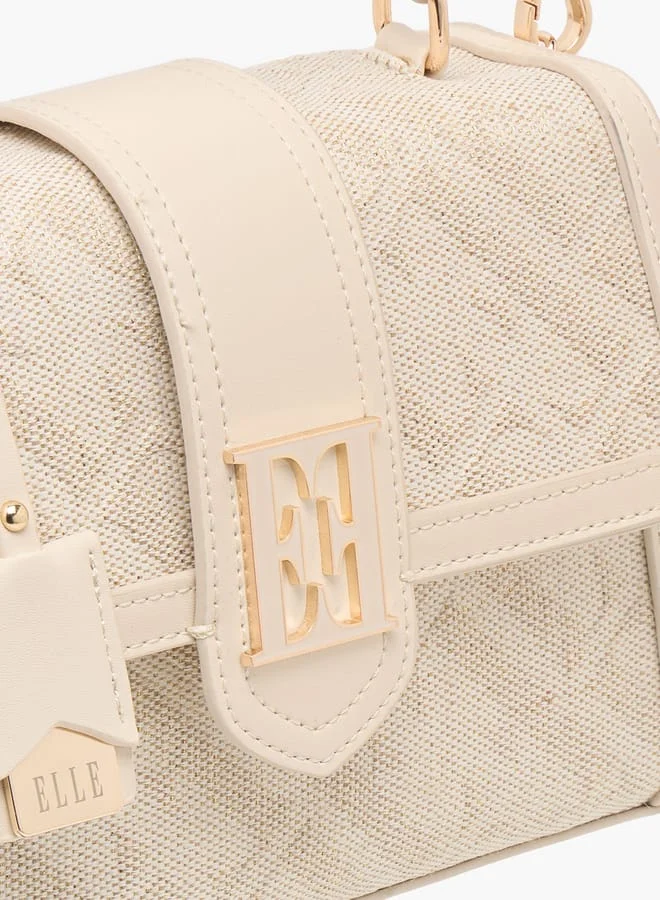 ايل Women Logo Textured Satchel Bag with Detachable Strap