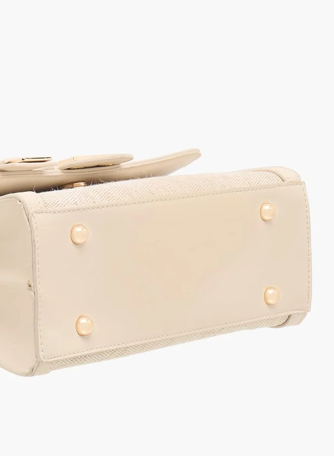 ايل Women Logo Textured Satchel Bag with Detachable Strap