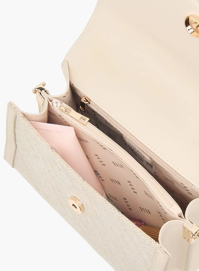 ايل Women Logo Textured Satchel Bag with Detachable Strap