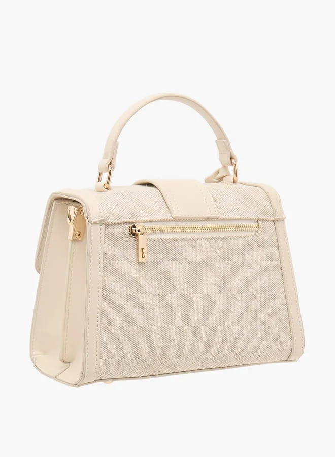 ايل Women Logo Textured Satchel Bag with Detachable Strap