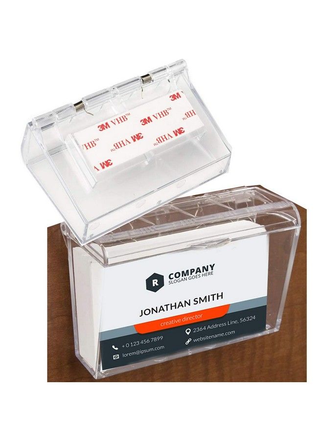 Pro Image Wall Mounted Acrylic Business Card Holder With Cover ; Lid Hinged Outdoor Fits 60 Clear - Image 2