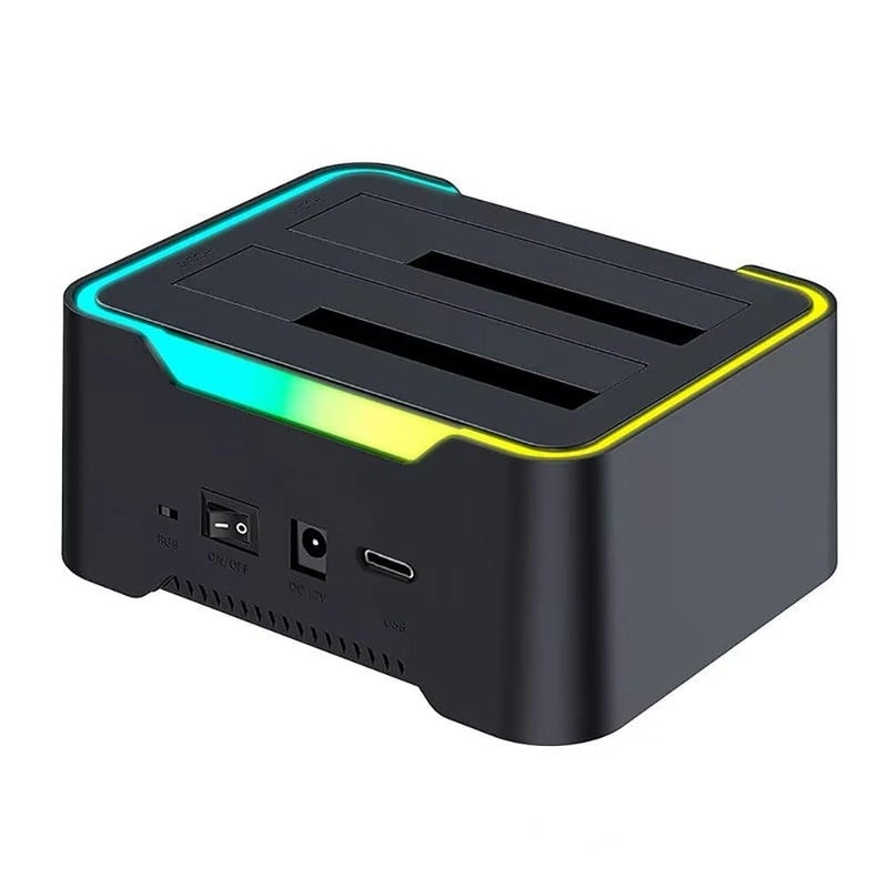 ETZIN SATA 2.5 and 3.5 Docking Station with Offline Clone Function USB 3.1 SATA Dual Bay RGB Lamp Effect Hard Disk 2.5/3.5 SA-TA HDD/SSD, with UASP,Hard Drive Duplicator - Image 1