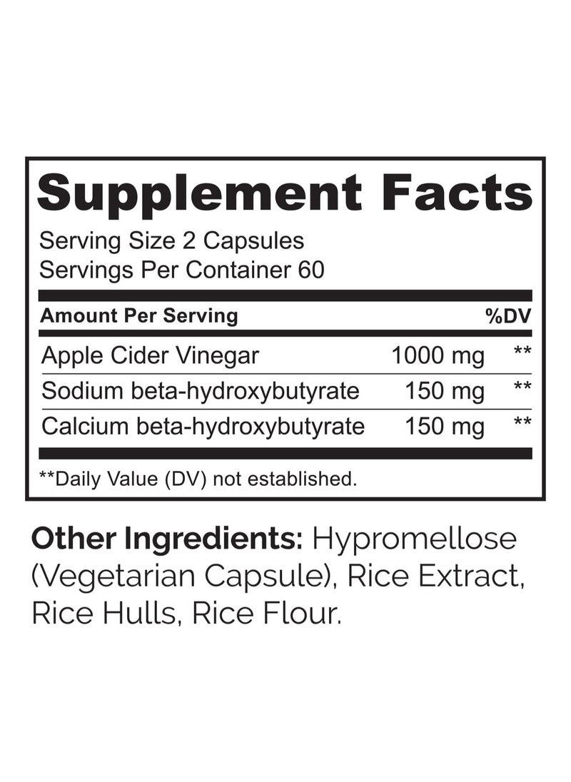 NATURELO - Apple Cider Vinegar Made From The Mother, 120 Vegan Capsules Dietary Supplements - Image 1