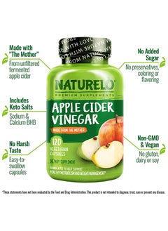 NATURELO Apple Cider Vinegar Made From The Mother, 120 Vegan Capsules Dietary Supplements  - Image 4