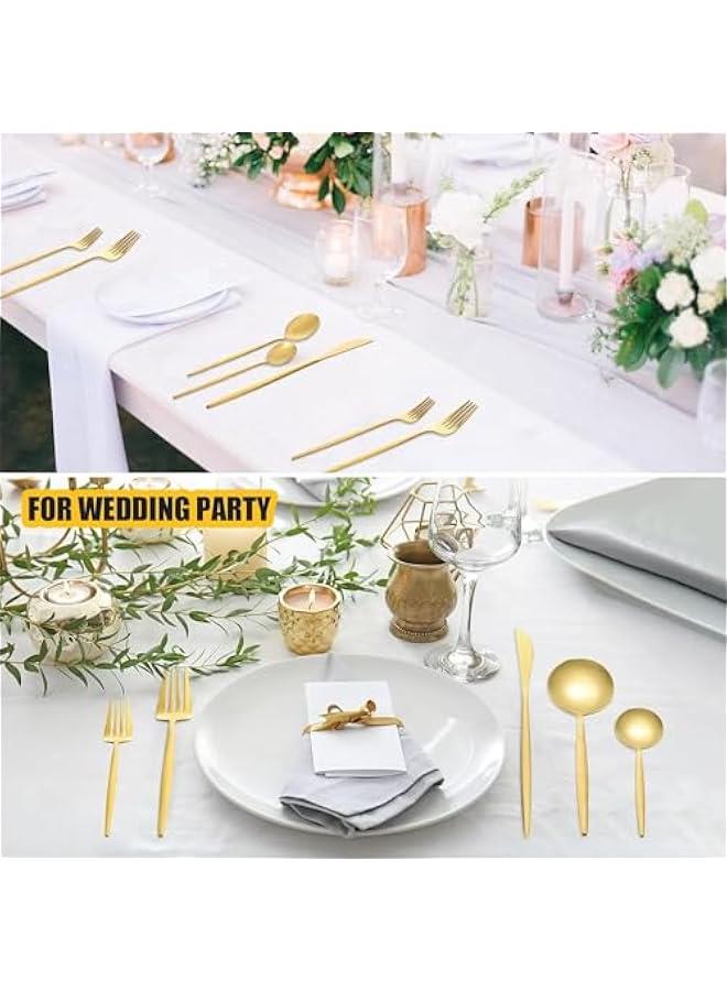 HOOKOR 30 PCS Stainless Steel Flatware Cutlery Set,Service for 6, Knife Fork And Spoon For Home & Restaurant (Gold) - Image 3