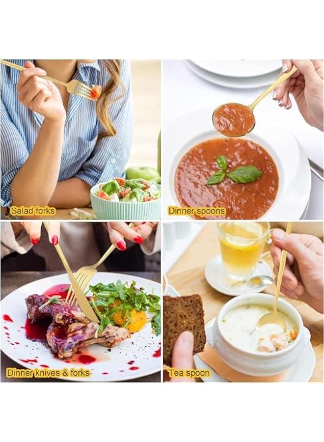 HOOKOR 30 PCS Stainless Steel Flatware Cutlery Set,Service for 6, Knife Fork And Spoon For Home & Restaurant (Gold) - Image 5