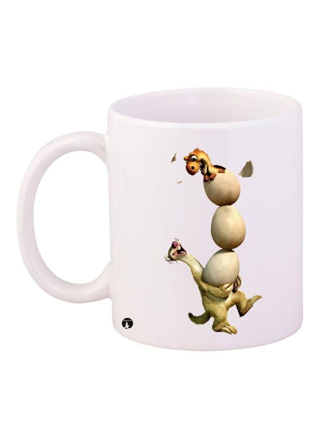 RYN Animal Printed Coffee Mug White/Beige 11ounce