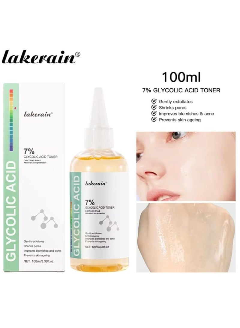 lakerain 100ml 7% Glycolic Acid Toner Contains AHAs Glycolic Acid Toning Solution Exfoliating Serum for Face Hydrates and Reduces Skin Blemishes Shrink Pores Anti Aging Facial Toner - Image 3