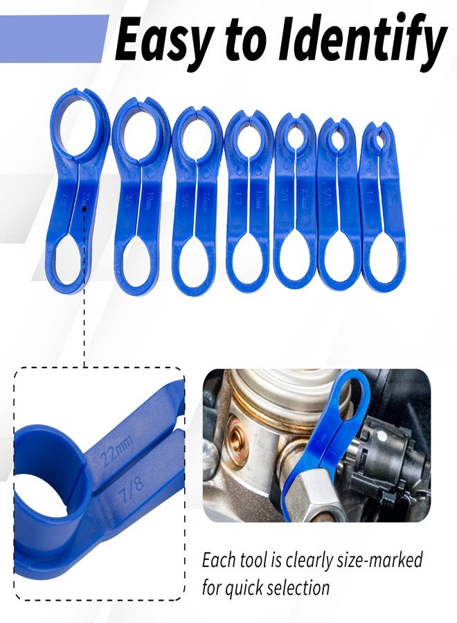 BFXM 7Pcs Fuel Line Disconnect Removal Tool Set, 1/4 5/16 3/8 1/2 5/8 3/4 7/8 Inch Fuel Hose Connect Tool Kit, Fuel Pressure Regulator Removal Tool for Most Ford/GM/Chrysler/Mazda - Image 4