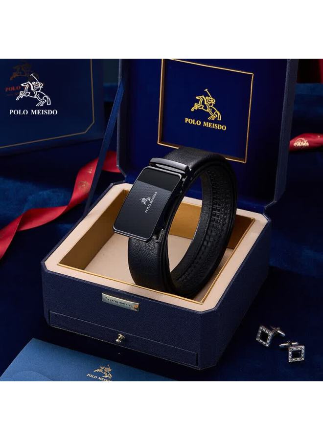 Polomeisdo Men's Genuine Leather Belt Fashion Waistband Gift Box Birthday Present For Boyfriend Husband Father Practical - Image 1