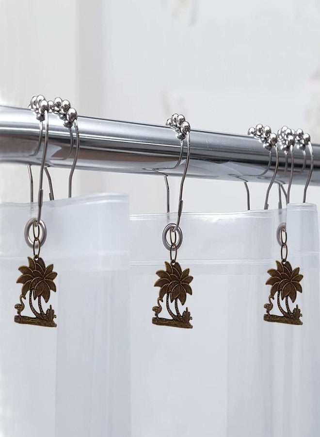 Shower Curtain Hooks with Palm Tree Pendant for Beach Seaside Summer Theme Decor Bathroom, Rust Proof Stainless Steel Decorative Shower Rings Set of 12 , Home Bathtub Decor Accessories (Bronze) - Image 4