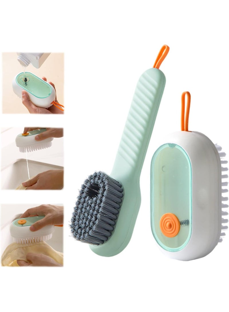4Pcs Scrub Brush with Soap Dispenser, Multifunctional Shoe Brushes for Cleaning Non-Slip Laundry Brush for Stains Soft Bristle Cleaning Brush Kitchen Cleaning Supplies Carpet Brush - Image 1