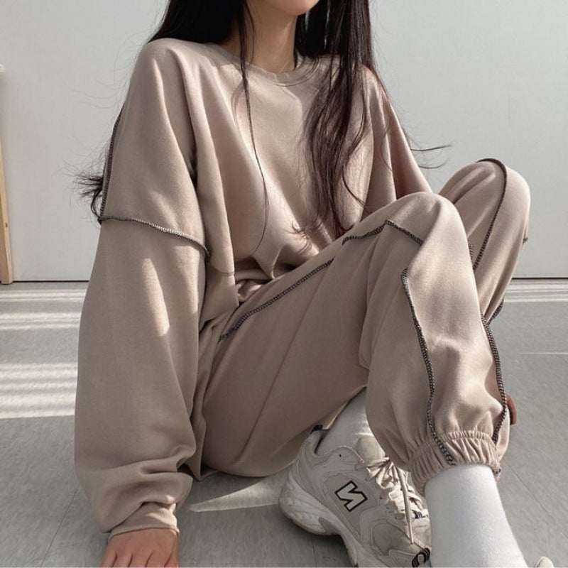 2024 Casual Sport Suit Womens Loose Fashion Two-Piece Grey - Image 2