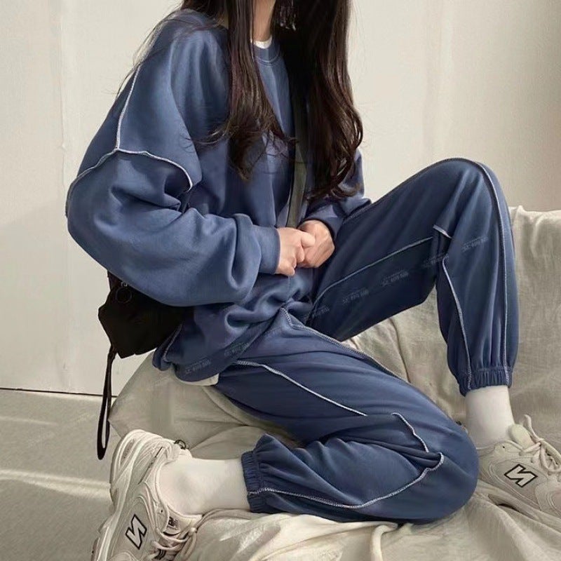 2024 Casual Sport Suit Womens Loose Fashion Two-Piece Grey - Image 3