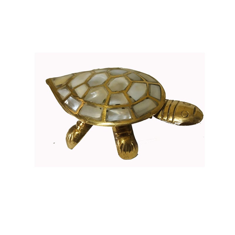 Salvus APP SOLUTIONS Brass Marble Print Turtle Feng Shui for Home Decoration Or Good Luck to Attract Positive Energy45 inch - Image 1