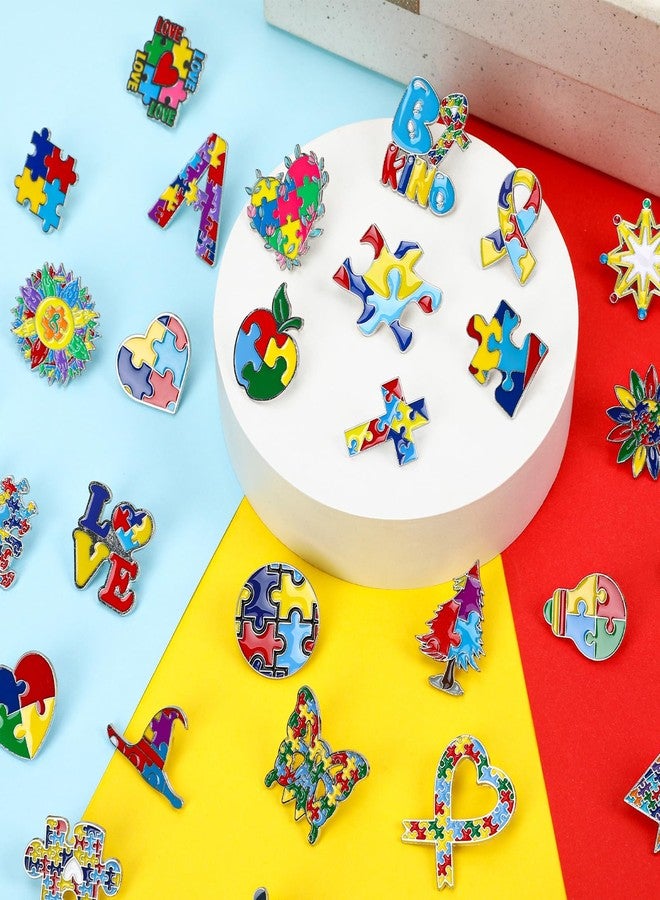 SANNIX 110Pcs Autism Awareness Pin, Assorted Enamel Autism Awareness Lapel Pins Brooches for Backpacks Clothes Autism Accessories Party Favors, 55 Styles - Image 2