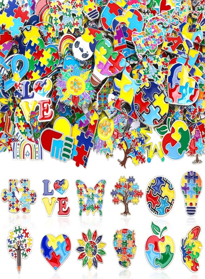 SANNIX 110Pcs Autism Awareness Pin, Assorted Enamel Autism Awareness Lapel Pins Brooches for Backpacks Clothes Autism Accessories Party Favors, 55 Styles - Image 1