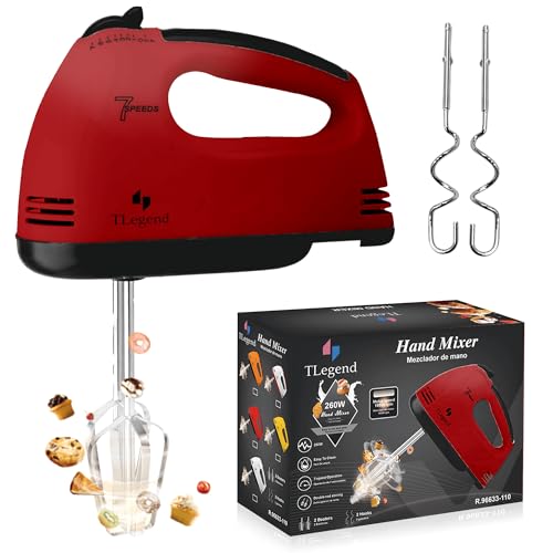 TechnoLegend Hand Mixer Electric Handheld 7 Speed Ultra Power Electric Mixer Handheld Red - Image 1