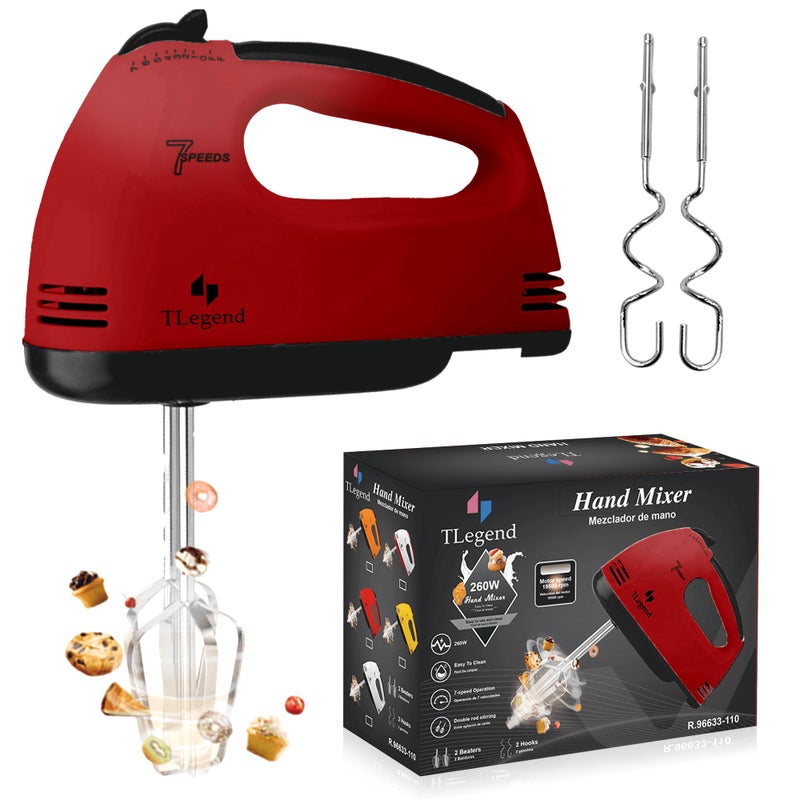 TechnoLegend Hand Mixer Electric Handheld 7 Speed Ultra Power Electric Mixer Handheld Red - Image 2