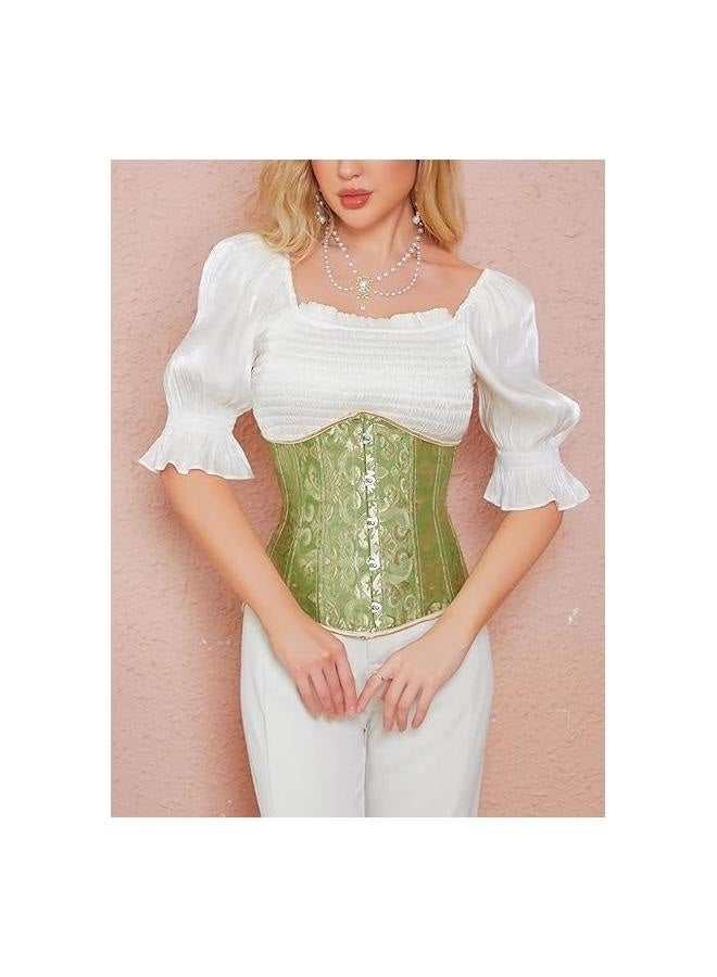 Corset Womens Brocade Underbust Boned Corsets Bustier Waist Trainer XXL  - Image 5