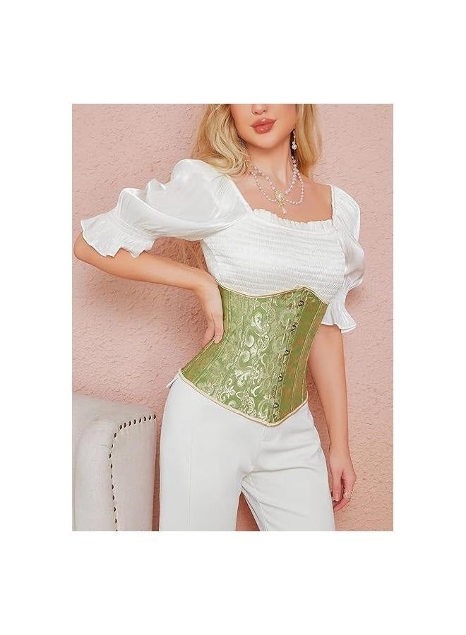 Corset Womens Brocade Underbust Boned Corsets Bustier Waist Trainer XXL  - Image 2